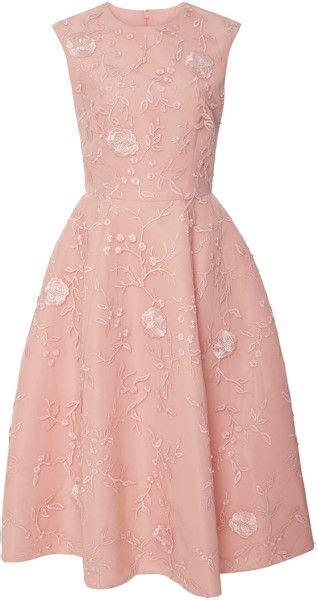 Monique Lhuillier Pink Embroidered Cocktail Dress Ss 2015