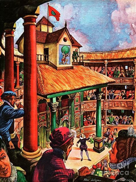 Shakespeare Performing At The Globe Theater Painting By Peter Jackson