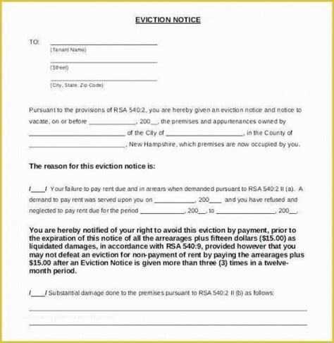 An Eviction Notice Form Is Shown In This File It Contains The Following Information