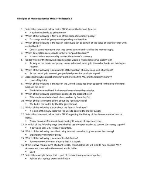 Sophia Pathways Principles Of Macroeconomics Unit Milestone