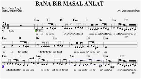 Bana B R Masal Anlat Em Play Along Guitar Flute Violin Keyboard