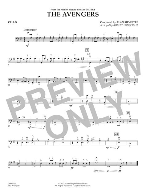 The Avengers Arr Robert Longfield Cello Sheet Music Alan Silvestri String Quartet