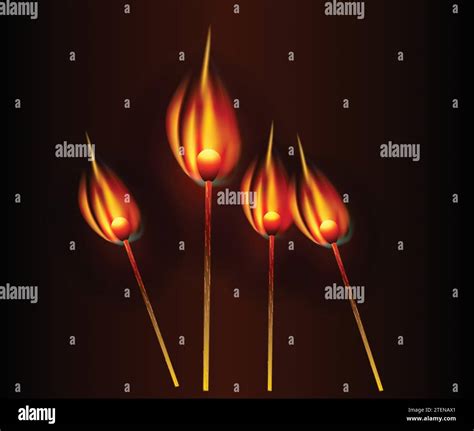 Matchstick Illustration With Flame Stock Vector Image Art Alamy