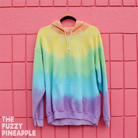 L Rainbow Stripe Hoodie Rts The Fuzzy Pineapple Llc Handmade