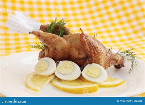 Baked quail stock photo. Image of lunch, lemon, dish - 19034730