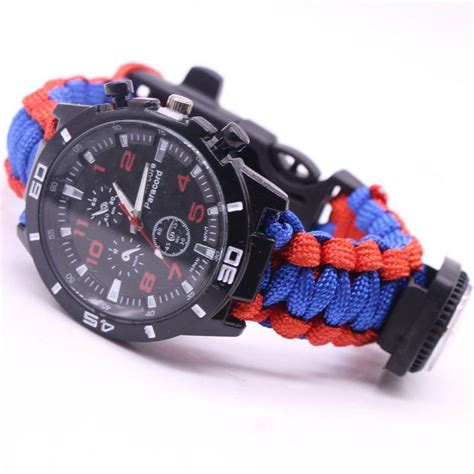 Outdoor Paracord Survival Armband Mit Feuerstein Feuer Starter Kompass