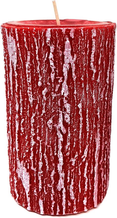 Hyoola 3 X 5 Inch Rubin Red Unscented Rustic Timberline Pillar Candles Paraffin Wax With Cotton