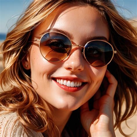 Premium Photo Woman Wearing Sunglasses Smiling Article Of Clothing Fashion