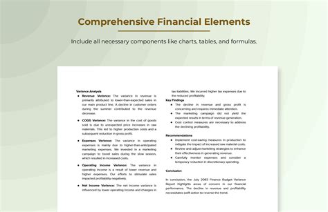 Finance Budget Variance Report Template In Word PDF Google Docs