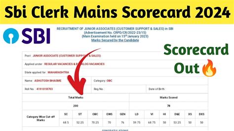 Sbi Clerk Mains Scores Card Sbi Clerk Mains Joining Date Sbi