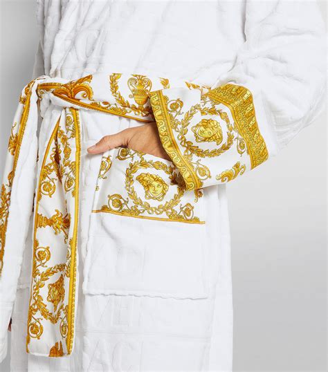 Mens Versace White Baroque Bathrobe Extra Large Harrods Uk