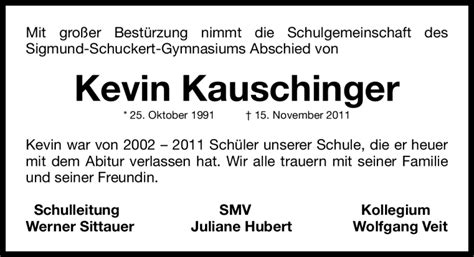 Traueranzeigen Von Kevin Kauschinger Trauer Nn De