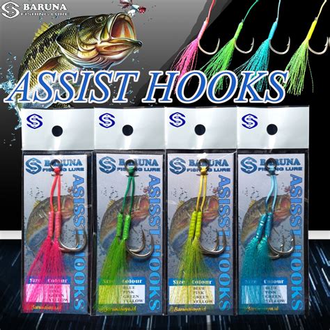 Jual BARUNA Assist Hooks Iseama Untuk Umpan Metal Jig Glow In The