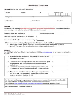 Fillable Online Lasc Student Loan Guide Form Blascedub Fax Email