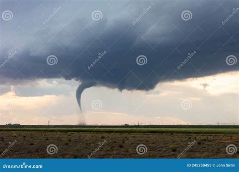 Tornado and Wall Cloud Beneath a Severe Storm Stock Image - Image of ...