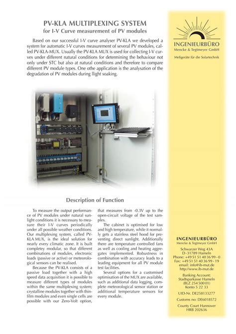 PV KLA MuLtiPLexing systeM Ingenieurbüro Mencke Tegtmeyer