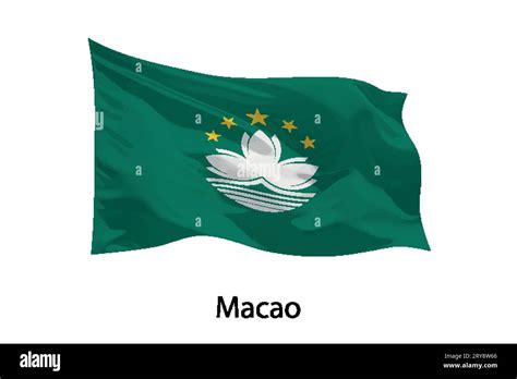 D Realistic Waving Flag Of Macao Isolated Template For Poster Design