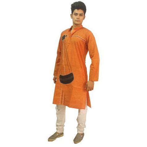 Kurtas Party Wear Mens Trendy Orange Cotton Kurta At Rs 450 In Bolpur