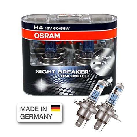 Osram Night Breaker Unlimited H4 Super White Halogen Pair