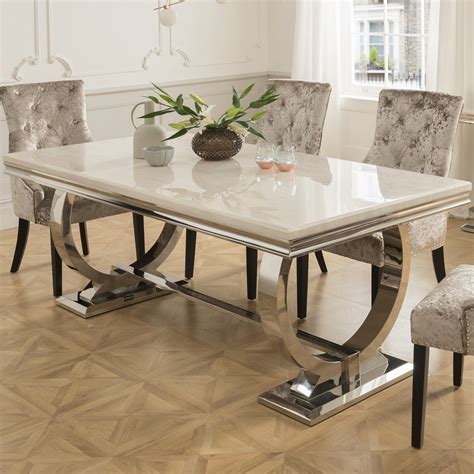 High Marble Dining Table Set Room Corner Bench Seat Furniture | Plato ...