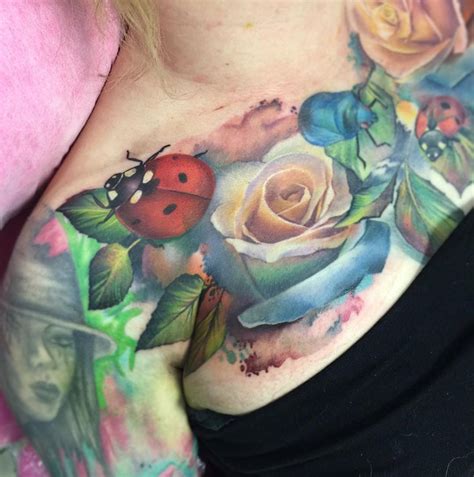 Ladybugs And Roses Best Tattoo Design Ideas