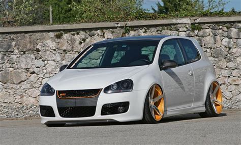 White Vw Golf Mk5 Gti On Vossen Wheels Vw Golf Tuning