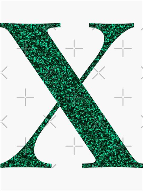 Letter X Emerald Dark Green Glitter Effect Alphabet Sticker For Sale