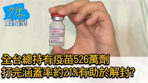 全台總持有疫苗526萬劑 打完涵蓋率約21 有助於解封 少康戰情室 20210705 Youtube