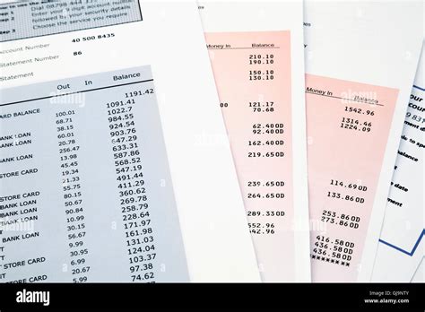 Pile Of Bank Statement And Credit Card Statements Stock Photo Alamy