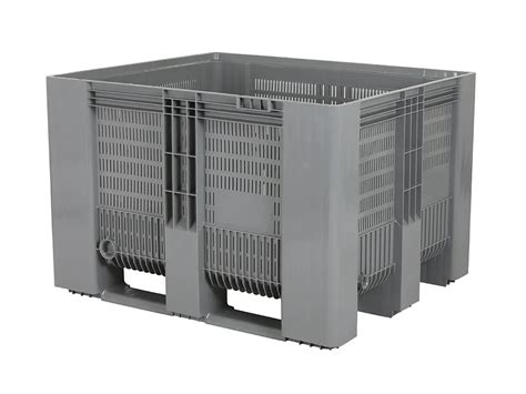 Sb3 Plastic Palletbox 1200 X 1000 Mm Perforated 3 Runners Grey