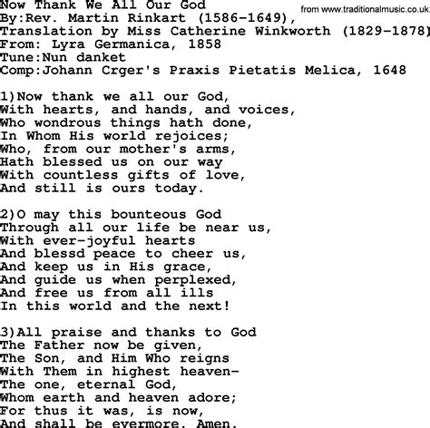 Methodist Hymn Now Thank We All Our God Lyrics With Pdf