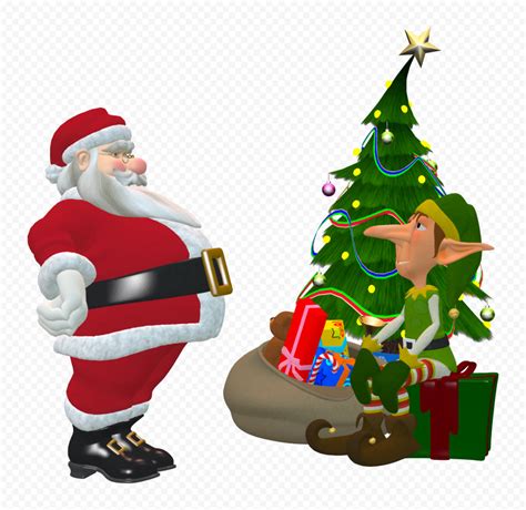 3d Santa Claus Christmas Tree Elf Characters Hd Png Citypng