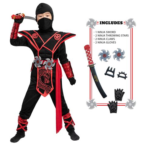 Spooktacular Creations Red Ninja Costume for Kids Halloween Dress Up ...