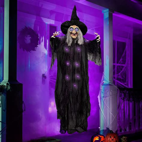 72” Hanging Animated Talking Witch Decoration With Light Up Eyes And