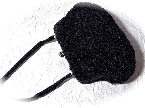 Black Beaded Evening Bag Walborg S Purse Collectible Etsy