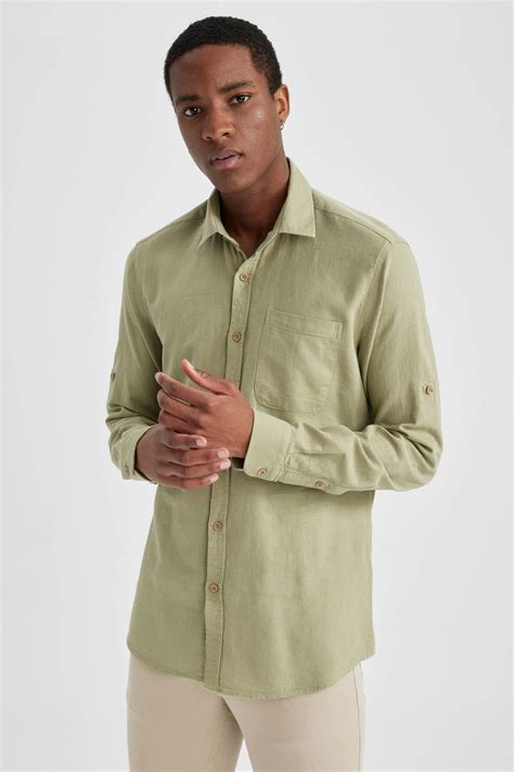 Green MAN Slim Fit Long Sleeve Shirt 1993220 DeFacto