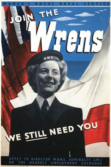 Vintage WW2 Womens Royal Navy Wrens Recruitment Poster A3 A2 A1 Print