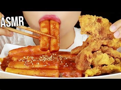 Asmr Fried Chicken Skin Spicy Tteokbokki Rice Cake Eating