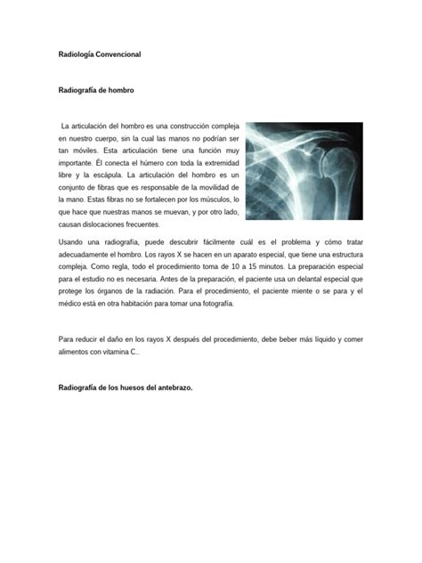 Radiología Convencional Pdf Hombro Mano