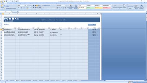 Urenstaat In Excel Met Factuur En Complete Urenhistorie