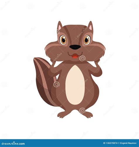 Cute Chipmunk Lovely Animal Cartoon Character Front View Vector