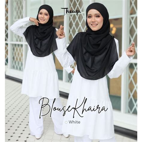 Blouse KHAIRA By THEAZA Bf Menyusu Wuduk Friendly Ironless Putih White