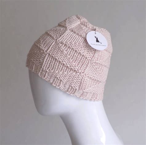 Beige Beanie Hat For Women Hand Knitted From Premium Yarn With Etsy