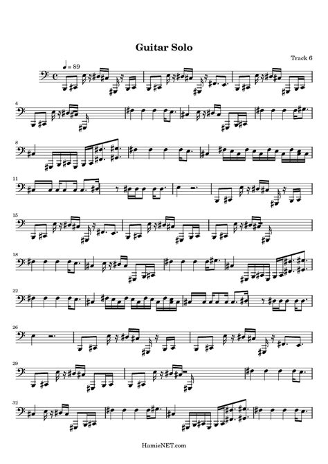 Guitar Solo Sheet Music Guitar Solo Score •