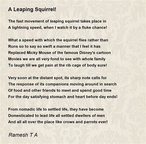 A Leaping Squirrel A Leaping Squirrel Poem By Ramesh T A