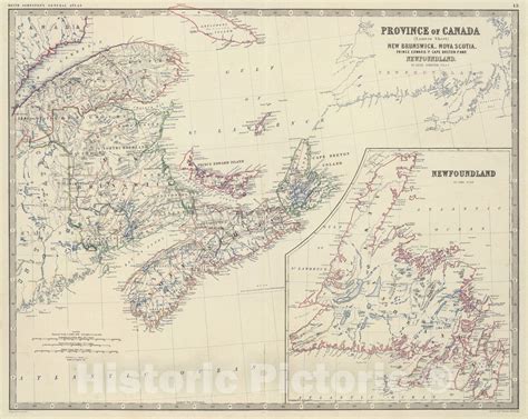 Historic Map Canada New Brunswick Atlas Map Canada E 1861 Vin