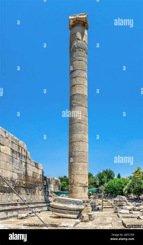 Column In The Temple Of Apollo At Didyma Turkey On A Sunny Summer Day