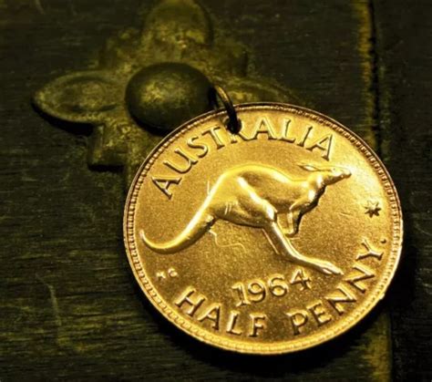 Australian Kangaroo Half Penny Coin Pendant Australia Charm