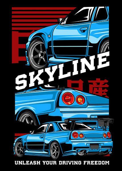 Nissan Skyline Gtr R34 Jdm Auto Von Adam Khabibi Auf Artframe Leinwand