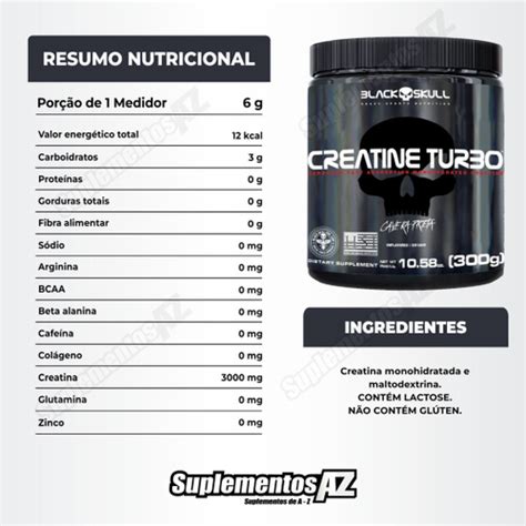 Creatina Turbo 300g Monohidratada Black Skull em Promoção na Americanas